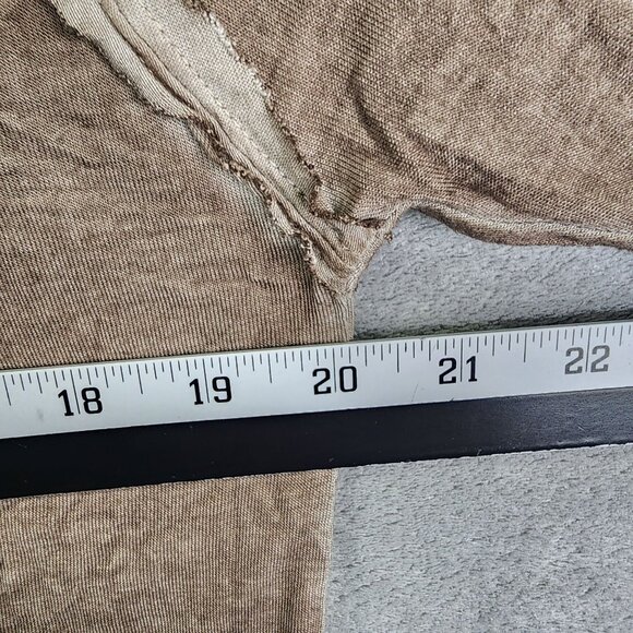 Womens Brown Zenana Top Long Sleeve Raglan Rayon Blend Round Neck Size S - Picture 6 of 8